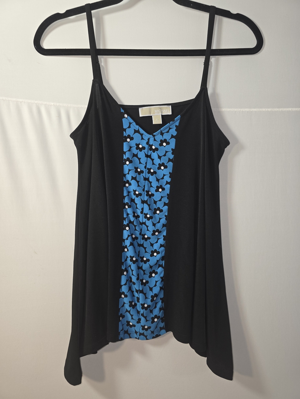 MICHAEL Michael Kors Black Camisole with Blue Floral Front Panel
